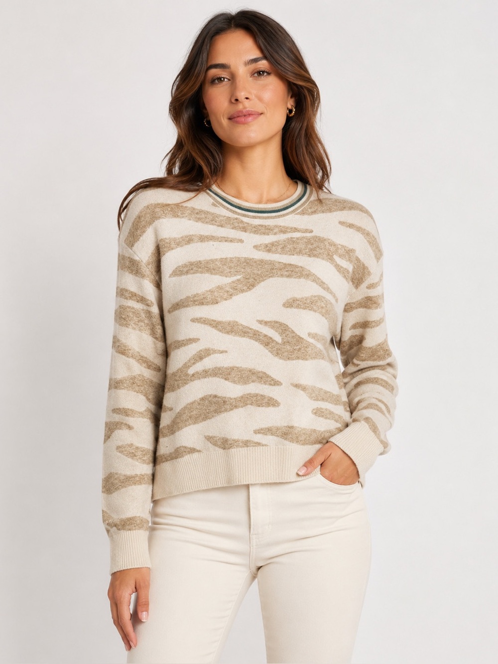 Splendid Collection Silk Blend Zebra Print Sweater Sz  S